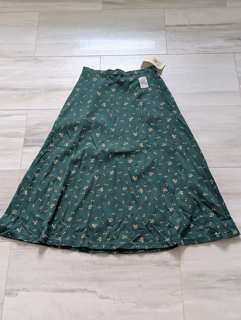 NWT Vintage 90s Robin Sinkler Suzanne Foliage Green Maxi Skirt S Deadstock